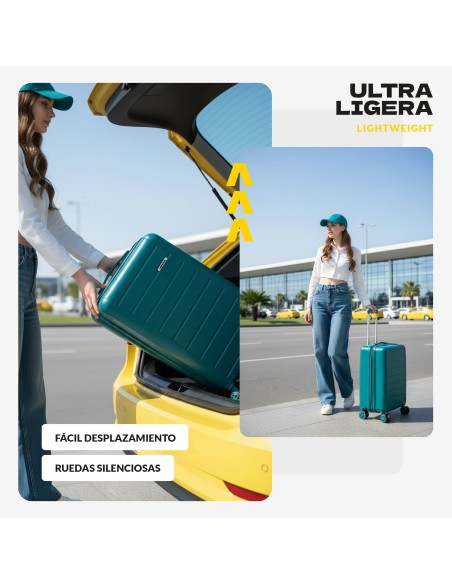 Maleta de Cabina Voyan SDR Verde | Ligera y Expandible +5 cm