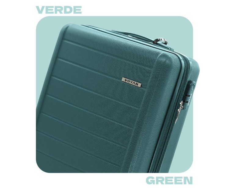 Maleta de Cabina Voyan SDR Verde | Ligera y Expandible +5 cm