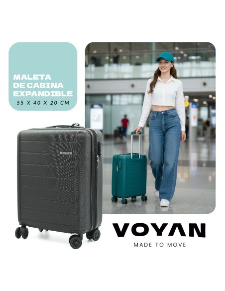 Maleta de Cabina Voyan SDR Verde | Ligera y Expandible +5 cm