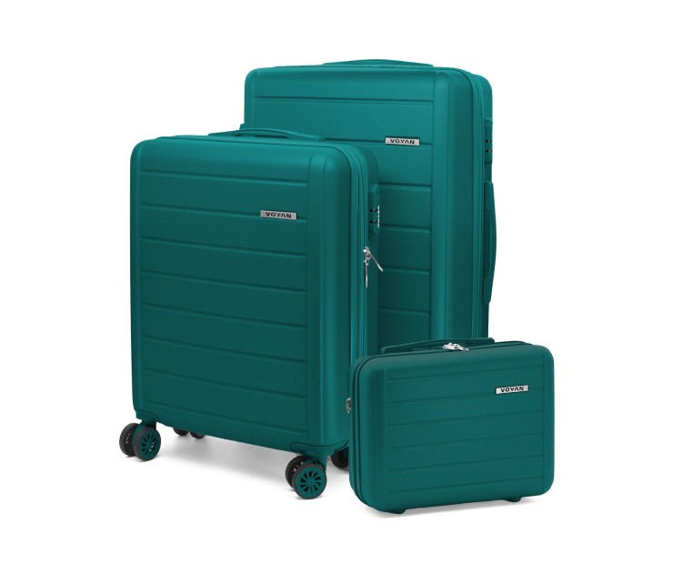 Juego de Maletas + Neceser Voyan SDR Verde | Ligeras y Expandibles
