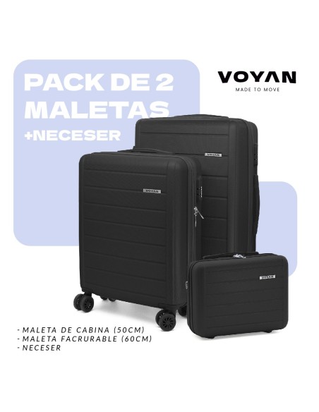 Juego de Maletas + Neceser Voyan SDR Granate | Ligeras y Expandibles