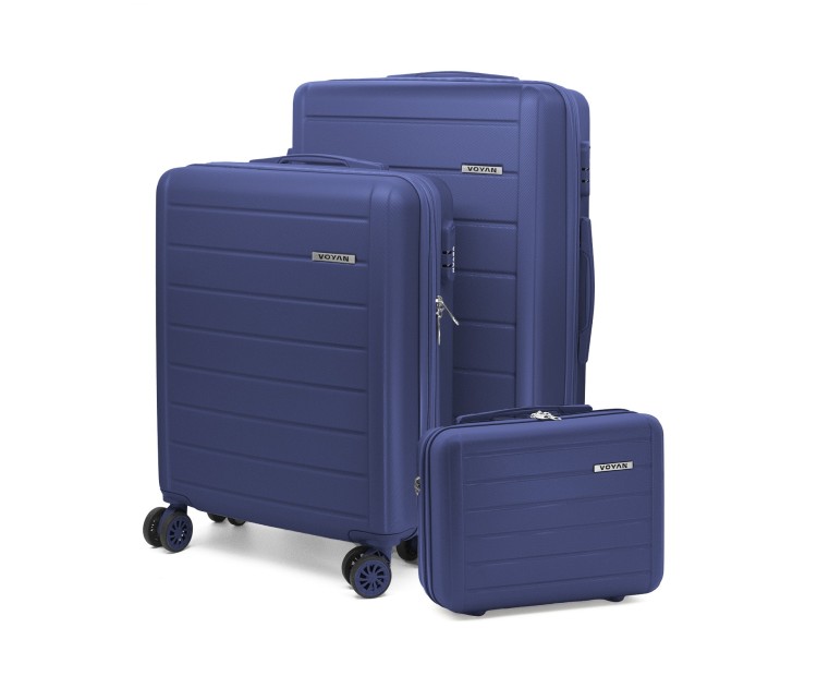 Juego de Maletas + Neceser Voyan SDR Azul | Ligeras y Expandibles