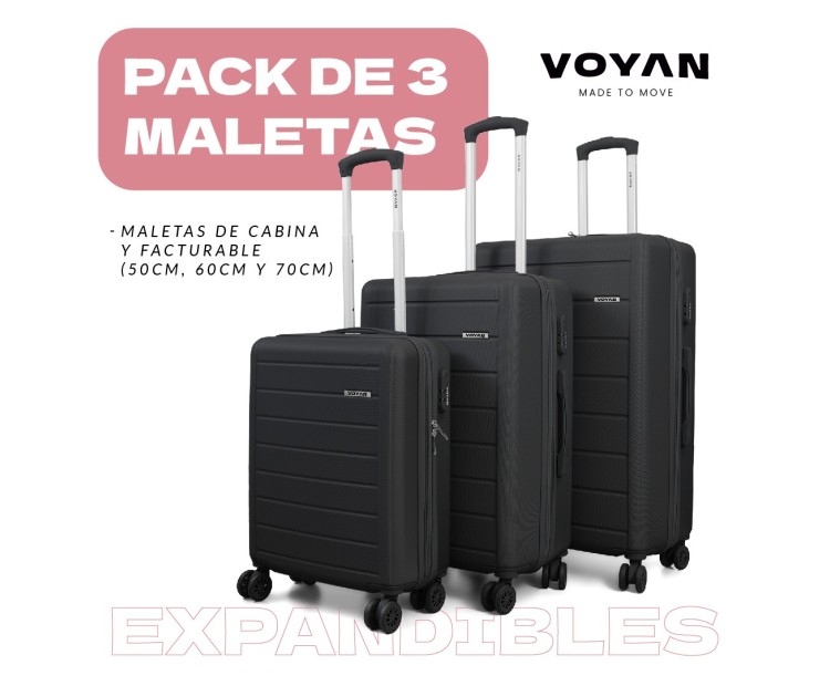 Juego de tres Maletas Voyan SDR Verde | Rígidas, Ligeras y Expandibles