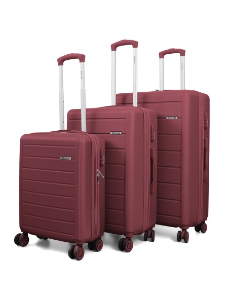 Juego de tres Maletas Voyan SDR Granate | Rígidas, Ligeras y Expandibles