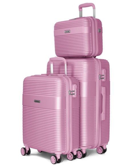 Juego de Maletas + Neceser Voyan BIO Rosa | Ligeras y Rígidas