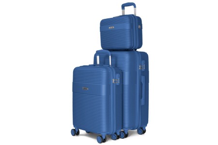 Juego de Maletas + Neceser Voyan BIO Azul | Ligeras y Rígidas