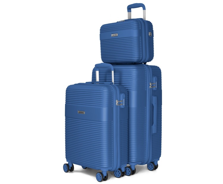 Juego de Maletas + Neceser Voyan BIO Azul | Ligeras y Rígidas