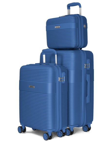 Juego de Maletas + Neceser Voyan BIO Azul | Ligeras y Rígidas