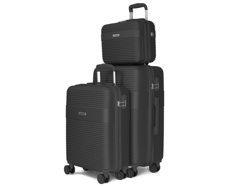 Juego de Maletas + Neceser Voyan BIO Negro | Ligeras y Rígidas