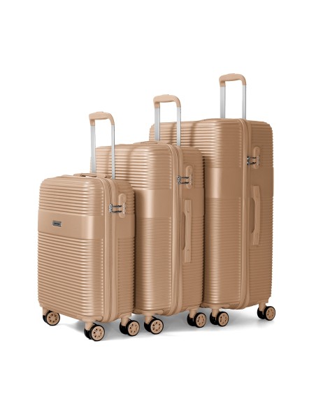 Juego de tres Maletas Voyan BIO Oro | Rígidas y Ligeras