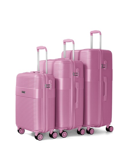Juego de tres Maletas Voyan BIO Rosa | Rígidas y Ligeras
