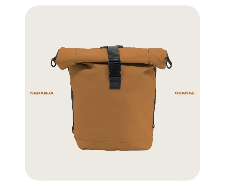 Mochila Voyan TUN Naranja | PVC Engomado y Enrollable