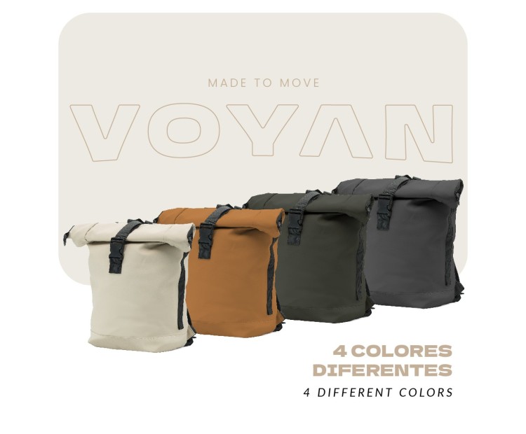 Mochila Voyan TUN Beige | PVC Engomado y Enrollable