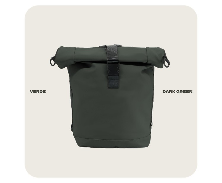 Mochila Voyan TUN Verde | PVC Engomado y Enrollable