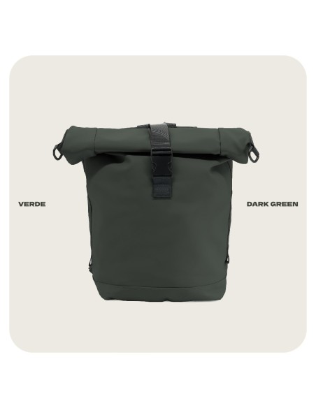 Mochila Voyan TUN Verde | PVC Engomado y Enrollable