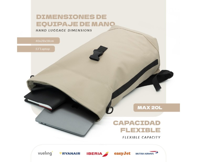 Mochila Voyan TUN Verde | PVC Engomado y Enrollable