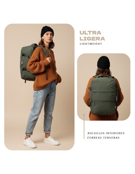 Mochila Voyan TRN Beige | Apta Cabina, Ligera y Compacta