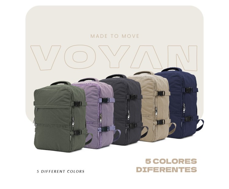 Mochila Voyan TRN Beige | Apta Cabina, Ligera y Compacta