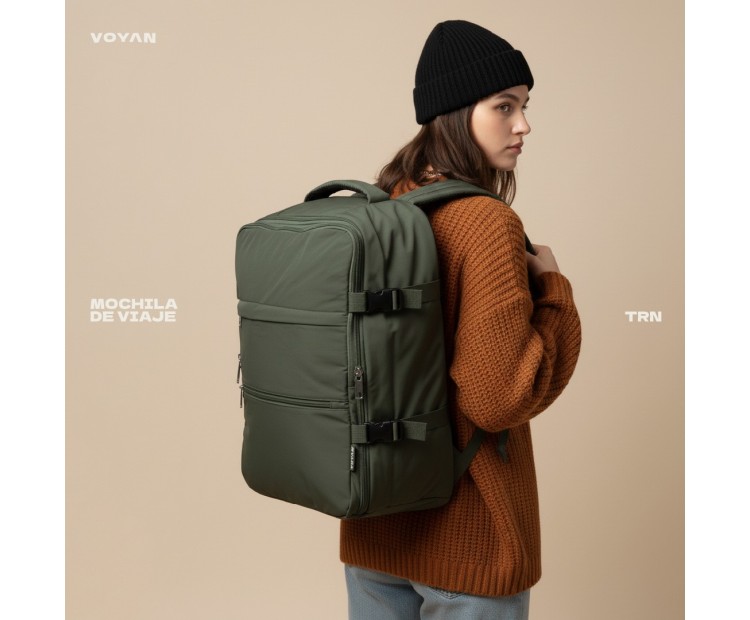 Mochila Voyan TRN Beige | Apta Cabina, Ligera y Compacta