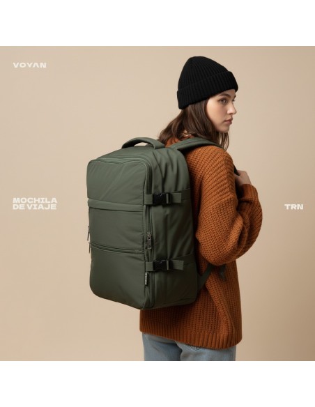 Mochila Voyan TRN Beige | Apta Cabina, Ligera y Compacta