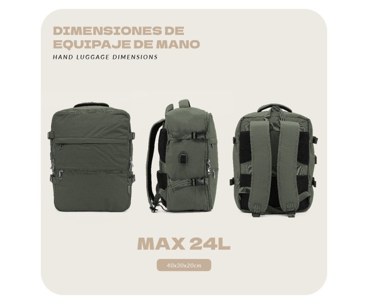 Mochila Voyan TRN Beige | Apta Cabina, Ligera y Compacta